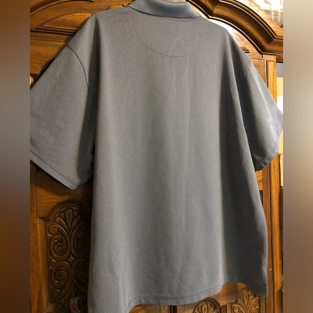 2X Men's Gray Striped Polo Shirt - Picture 4 of 13